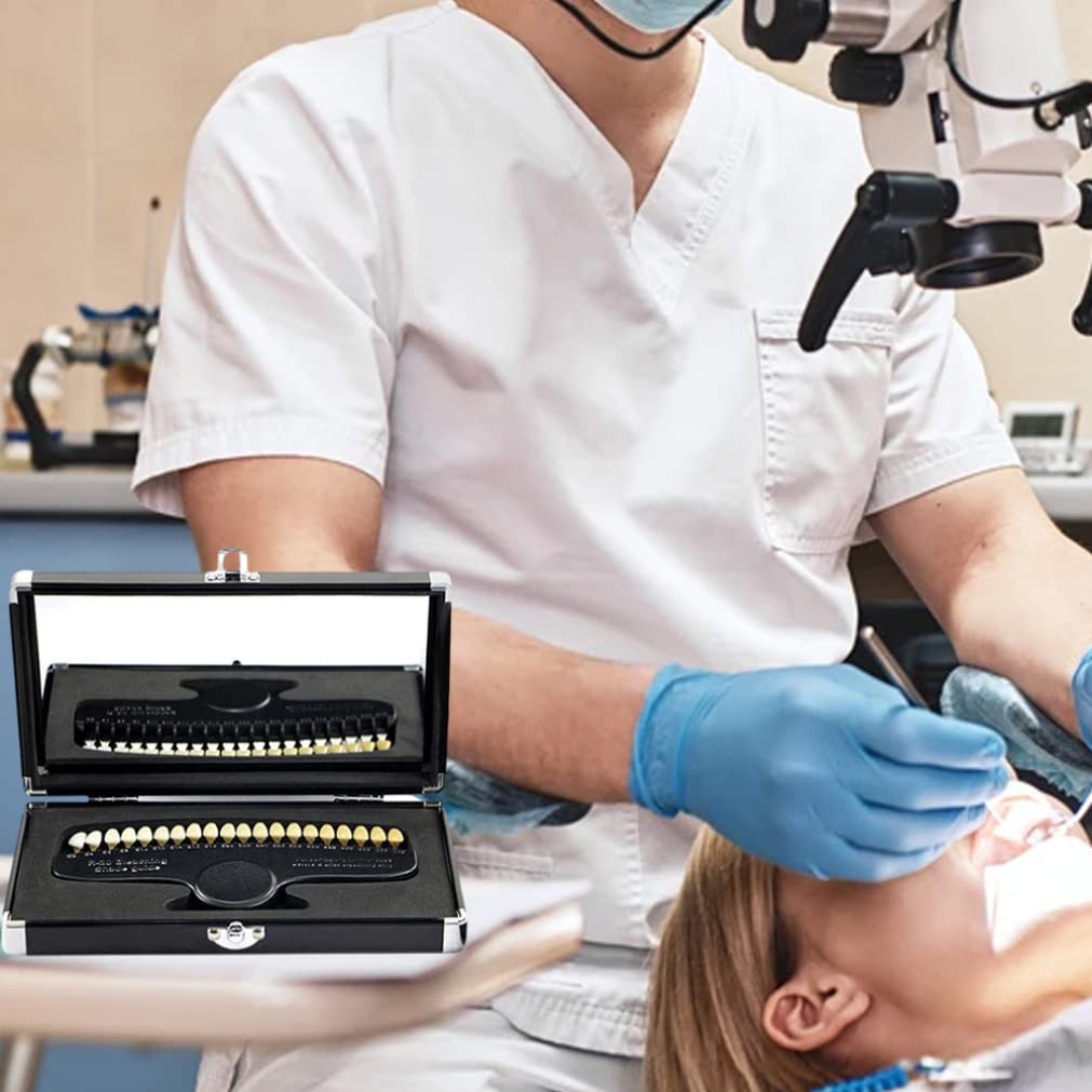 Guía de tonos dentales Guía de tonos dentales de 20 colores con espejo Herramientas de dentista para blanqueamiento dental para seguimiento de dentistas...