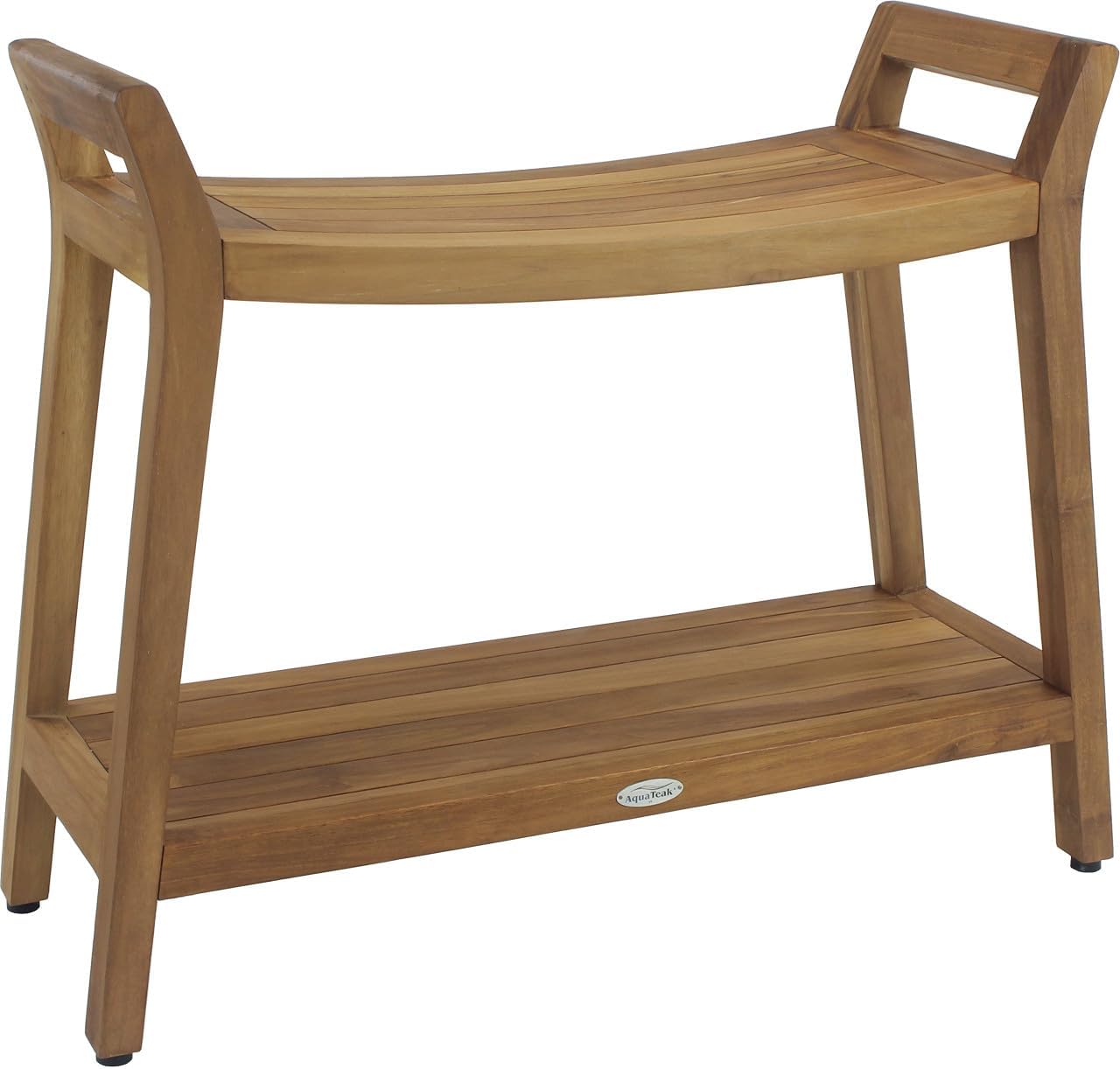 Patented Asia Ascend Estate Teak Shower Bench with Elevated Height and Shelf