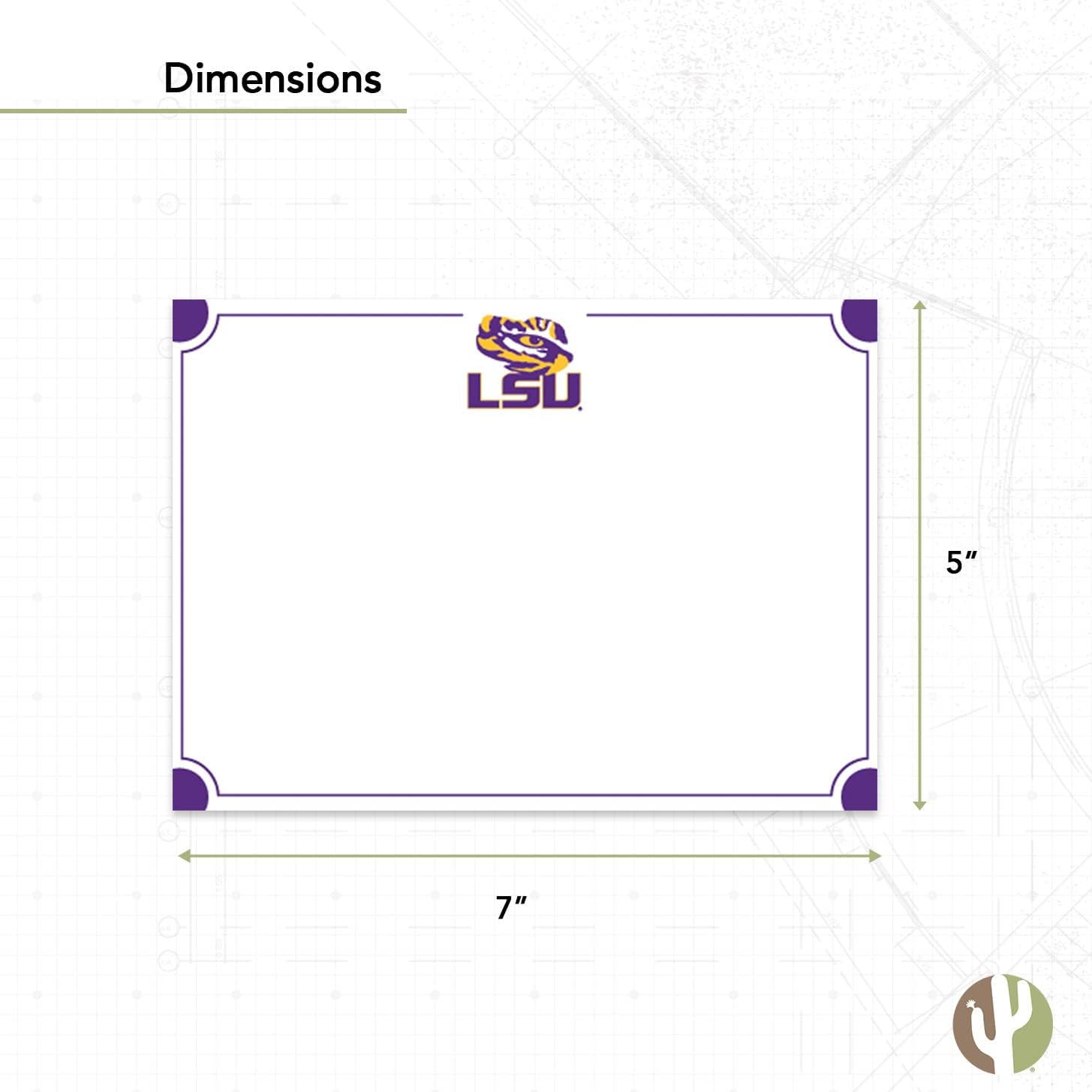 Desert Cactus LSU 10 Pack Notecards Stationery Cardstock Tigers Geaux Louisiana State University Includes Envelopes Memo Party Thank You (Notecard 4b)