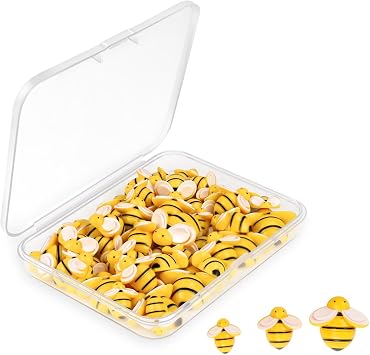 50 Pieces Tiny Resin Bees for Craft Bee Wreath Crafts Resin Bumble Bee Decor for Embellishments Mini Flatback Bees Charms with Box for DIY Crafts Party Decorations Home Decoration Scrapbooking