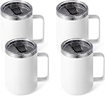 Volhoply 16oz Mugs de café en acier inoxydable isoulés avec couvercle étanche en vrac 2 Paquet,Coupe de café à double paroi à vide avec poignée,Bonbonne en métal réutilisable,Tasse de camping garder chaud et froid(Mélangé,2)