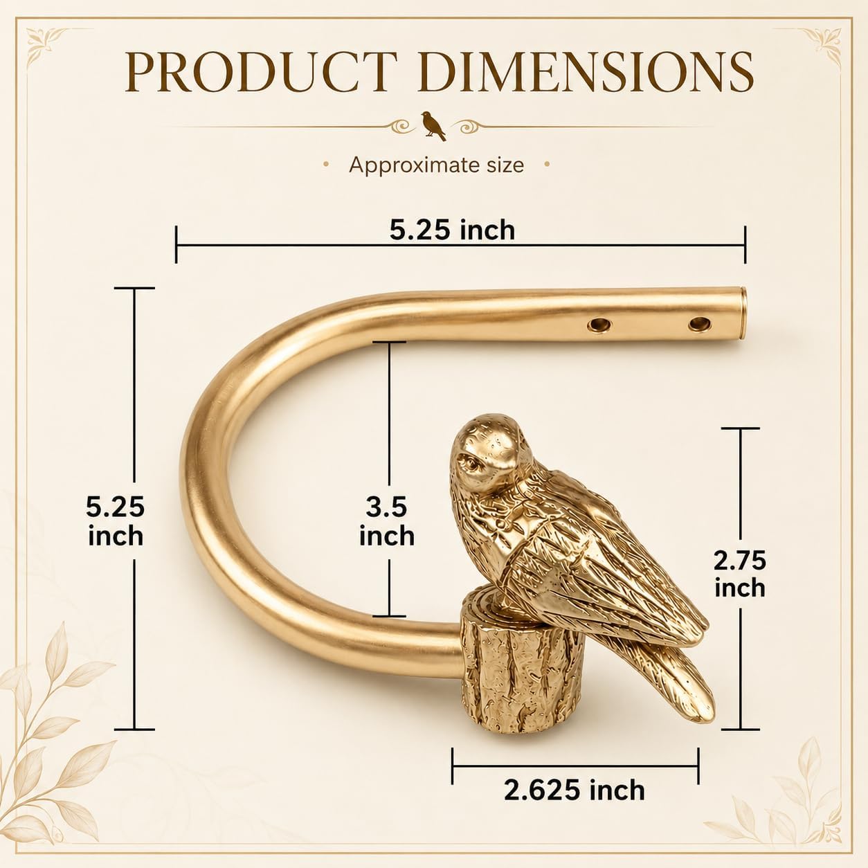 Gold Bird Curtain Holdbacks, Wall Mount Drapery Holders 2 Pack