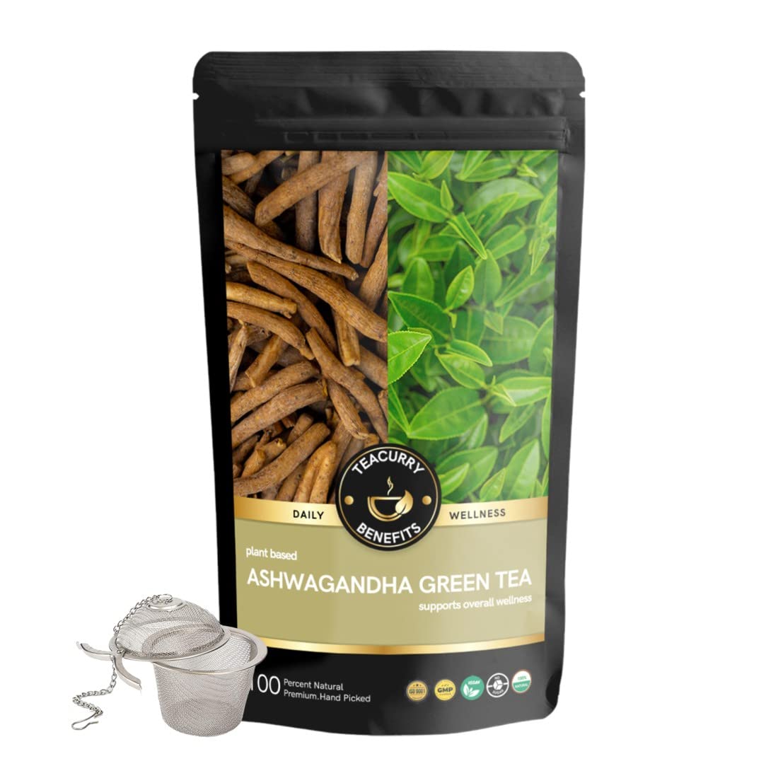 TEACURRY Ashwagandha Green Tea - 100 Gms Loose Tea / 50 Cups + Infuser | Ashwagandha Green Tea Helps with Weight Management, Cholesterol | Herbal Tea for Sugar Control (B08YNRNJPV) Amazon Price History, Amazon Price Tracker