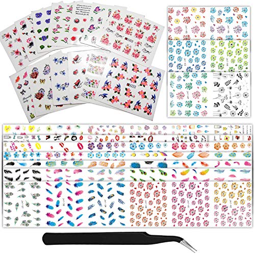 LABOTA 98 Blätter Nagelsticker Blumen Wassertransfer, Nagel Sticker Nail Art Sticker Nagelsticker Selbstklebend Kunst…
