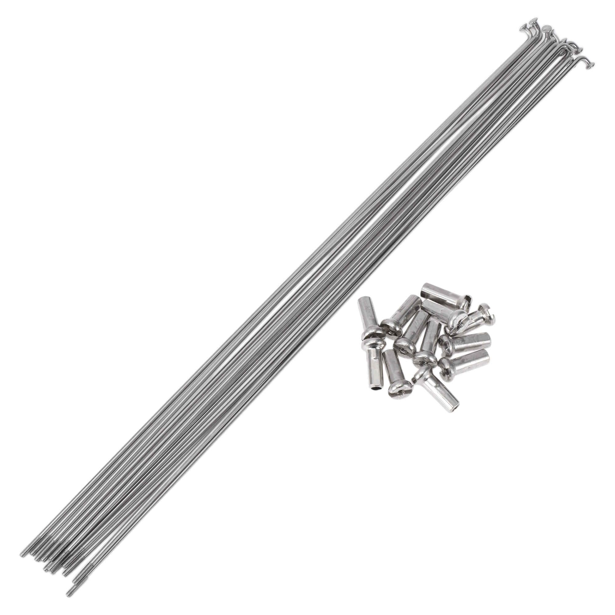 A ABSOPRO 12 Set 14G Bicycle Spokes 277mm Bike Wheel Spokes 304 Stainless Steel Silver Tone