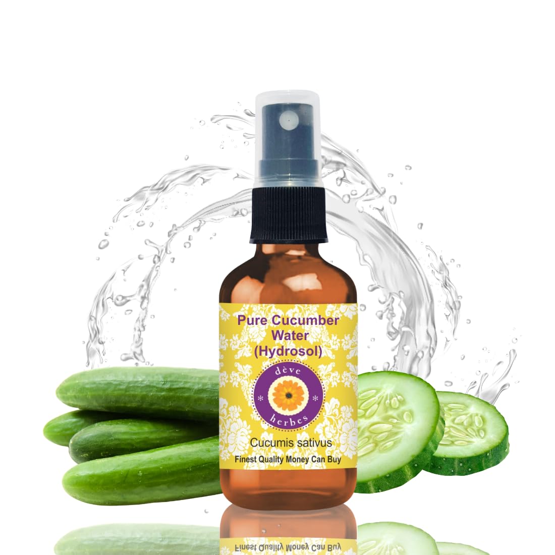 Deve Herbes Pure Cucumber Water (Hydrosol) (Cucumis sativus) 100% Natural Therapeutic Grade 50ml