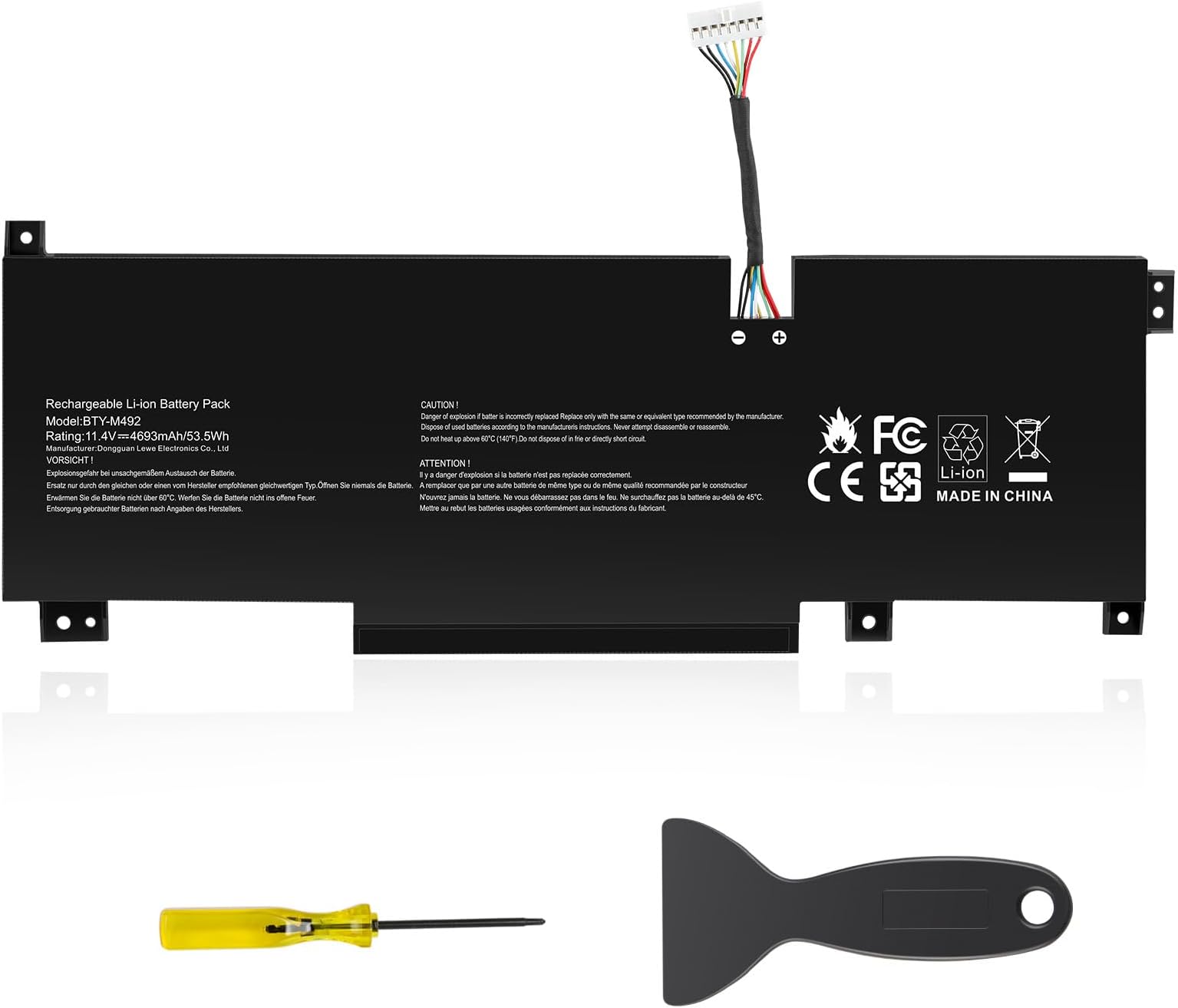 TREE.NB BTY-M492 11.4V Laptop Battery Replacement for MSI WF66 WF76 11UI 11UJ Katana GF66 11UD 12UG 12UX GF76 11UE 12UD Crosshair 15 17 A11UCK A11UDK A11UEK Sword 15 A11U A11UD Pulse, 53.5Wh 6-Cells