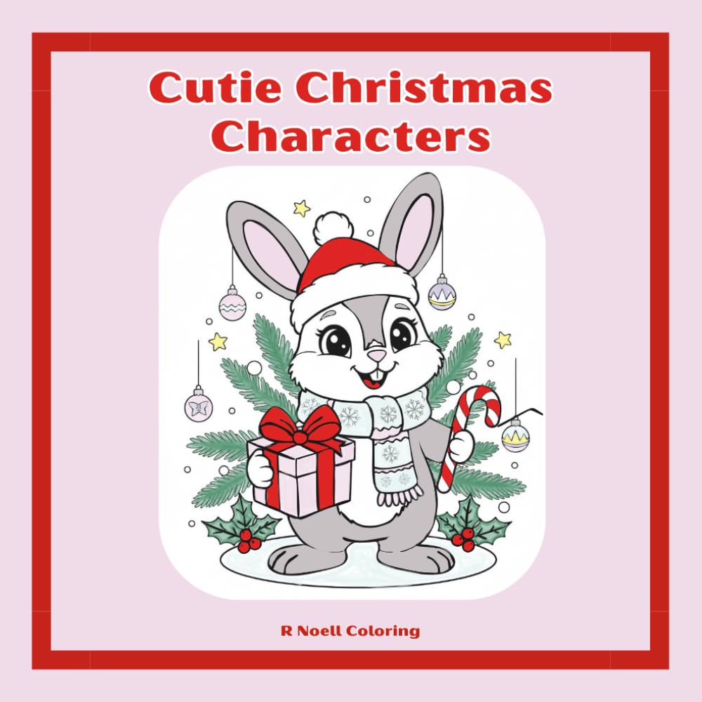 Cutie Christmas Characters: Easy festive coloring pages