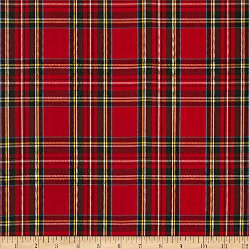 Kaufman House of Wales Lawn Plaid Red, Fabric by the Yard