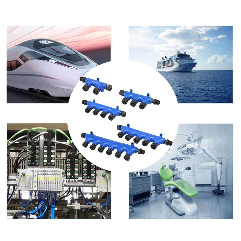 Marine T Connector M12-5P 3-7 Way IP67 NMEA 2000 Backbone Drop Garmin Simrad, conector de latón roscado 12 mm, 1 macho a 6 hembra