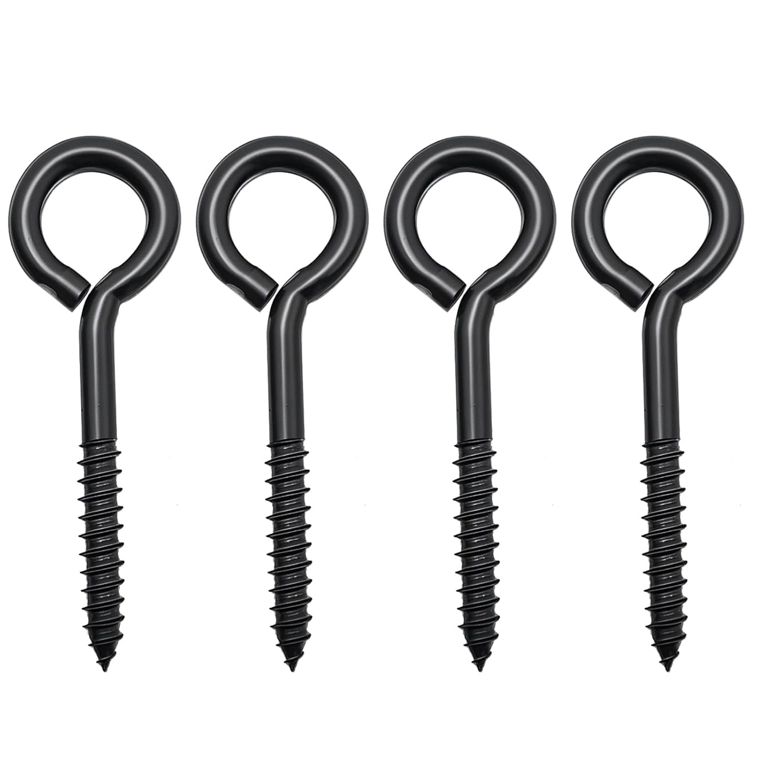 4 Pack Heavy Duty Screw Eye Hooks, 6 Inch Rustproof Self-Tapping Eye Bolts, 800 Lbs Load Capacity for Hammocks Swings Cable Securing