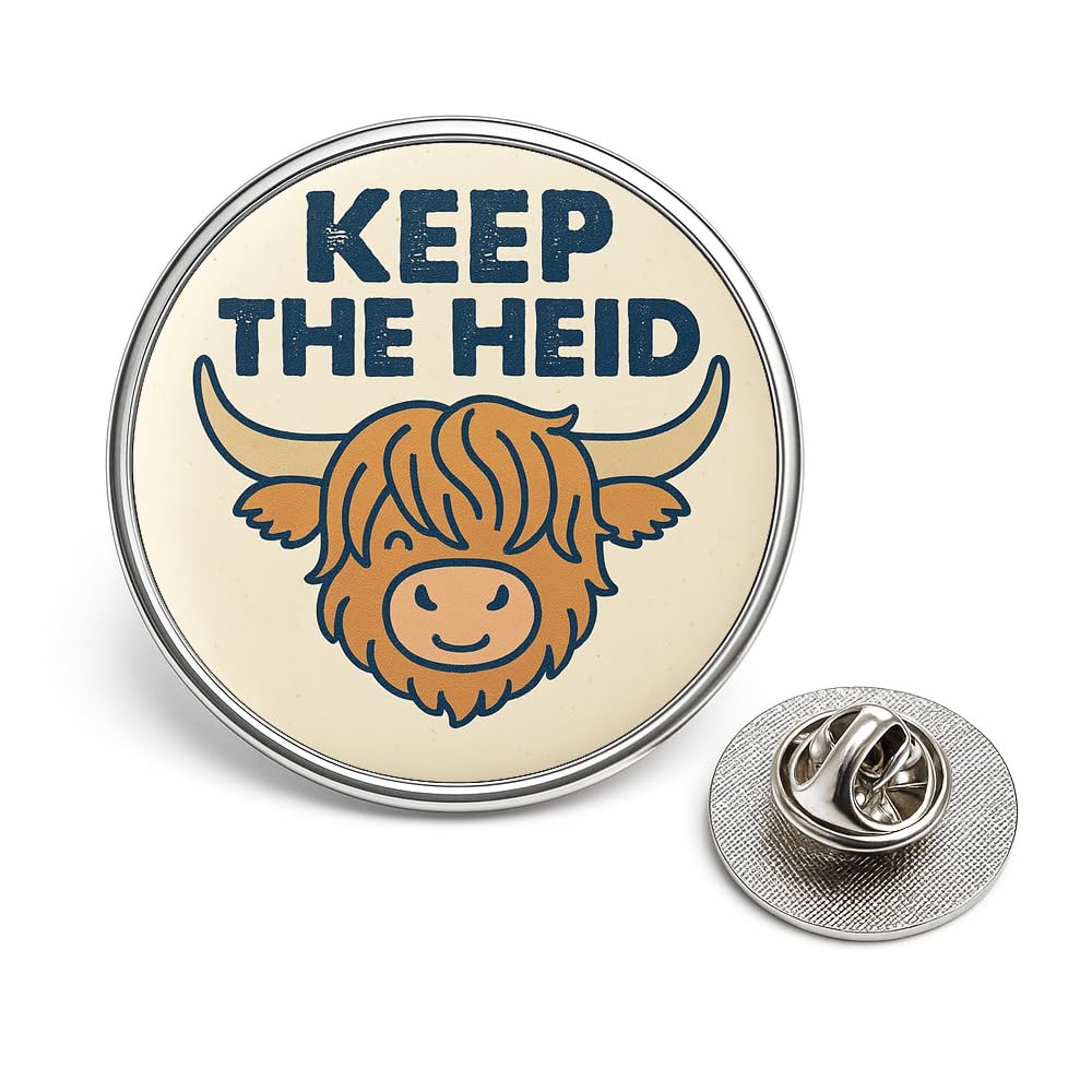 Scottish Pin Badge Scotland Flag Highland Cow Funny Scottish Sayings Pins Metal Lapel Badges for Scots Scottish Gift Souvenir Clan Tartan Designs Keep the Heid Stay calm Lion (Stay Calm)