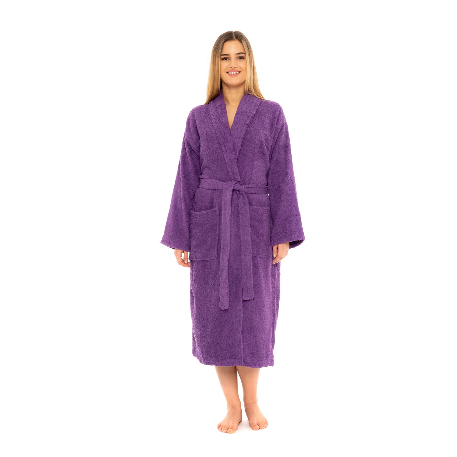 Towelling Bath Robe Premium Quality Bathrobes for Women Highly Absorbent 100% Cotton Shawl Design Perfect for Men & Women in Loungewear and Gifts