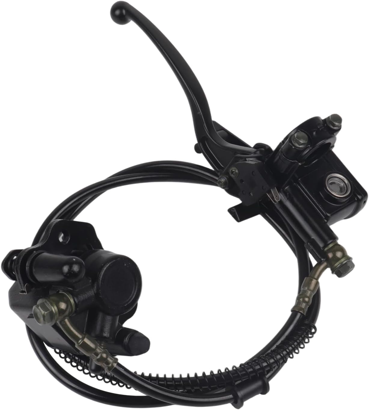 Black Rear Hydraulic Disc Brake System,Left Rear Hand Brake Assembly with caliper&brake pads for Chinese Quad 4 Wheeler Buggy 50cc 70cc 90cc 110cc 125cc 150cc Taotao Kazuma Coolster ATV parts