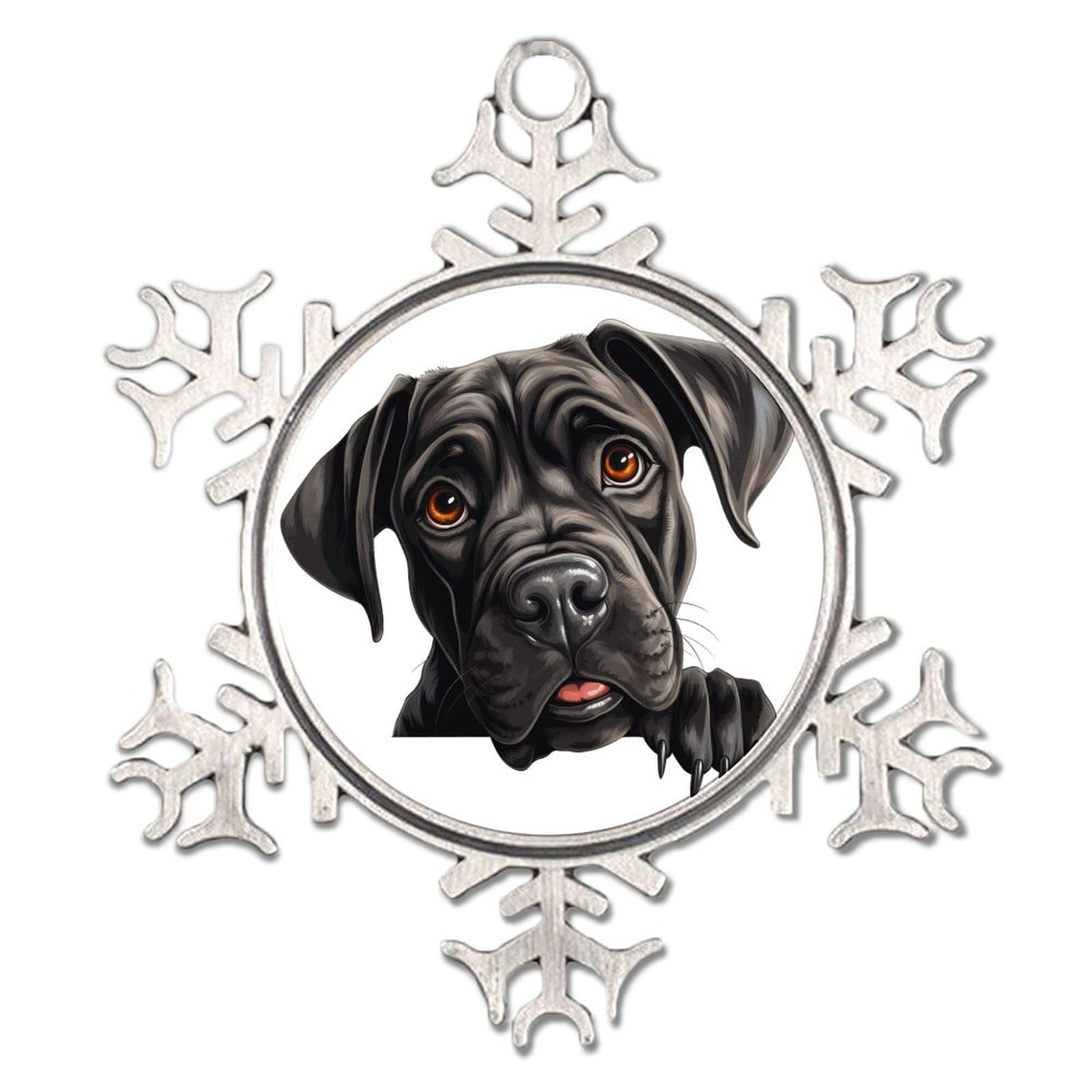Peeking Dog Cane Corso Snowflake Ornaments Round Christmas Tree Ornament Abstract Pet Puppy Painting Personalized Keepsake Dog And Cat Lover Animal Collectible Gift for Holiday Decoration