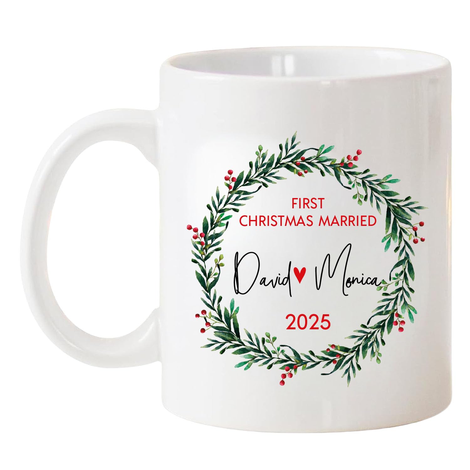 Pink Positive First Christmas Married Mug as Mr and Mrs | Couples Gift for Christmas Stocking Filler