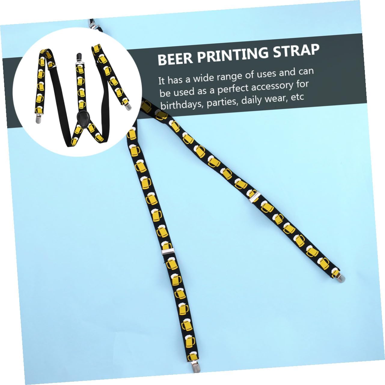 Uonlytech 2pcs 2.5cm Wide Dark Color Beverage Pattern Suspenders Strap Shoulder Girdle Dress up Supplies for Men