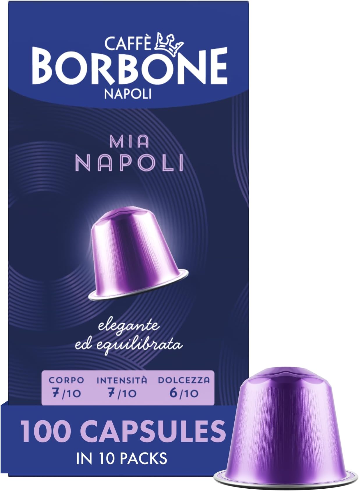 Mia Napoli Blend Capsules — 100 Aluminium Coffee Capsules (10 Packs of 10) — Compatible With Coffee Nespresso* Machines for Domestic Use