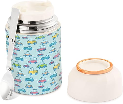 MCHIVER Colorful Cartoon Cars Food Jar with Spoon Stainless Steel Vacuum Insulated Food Container 17 oz Food Thermos for Hot Food disponible en Yaxa Venezuela