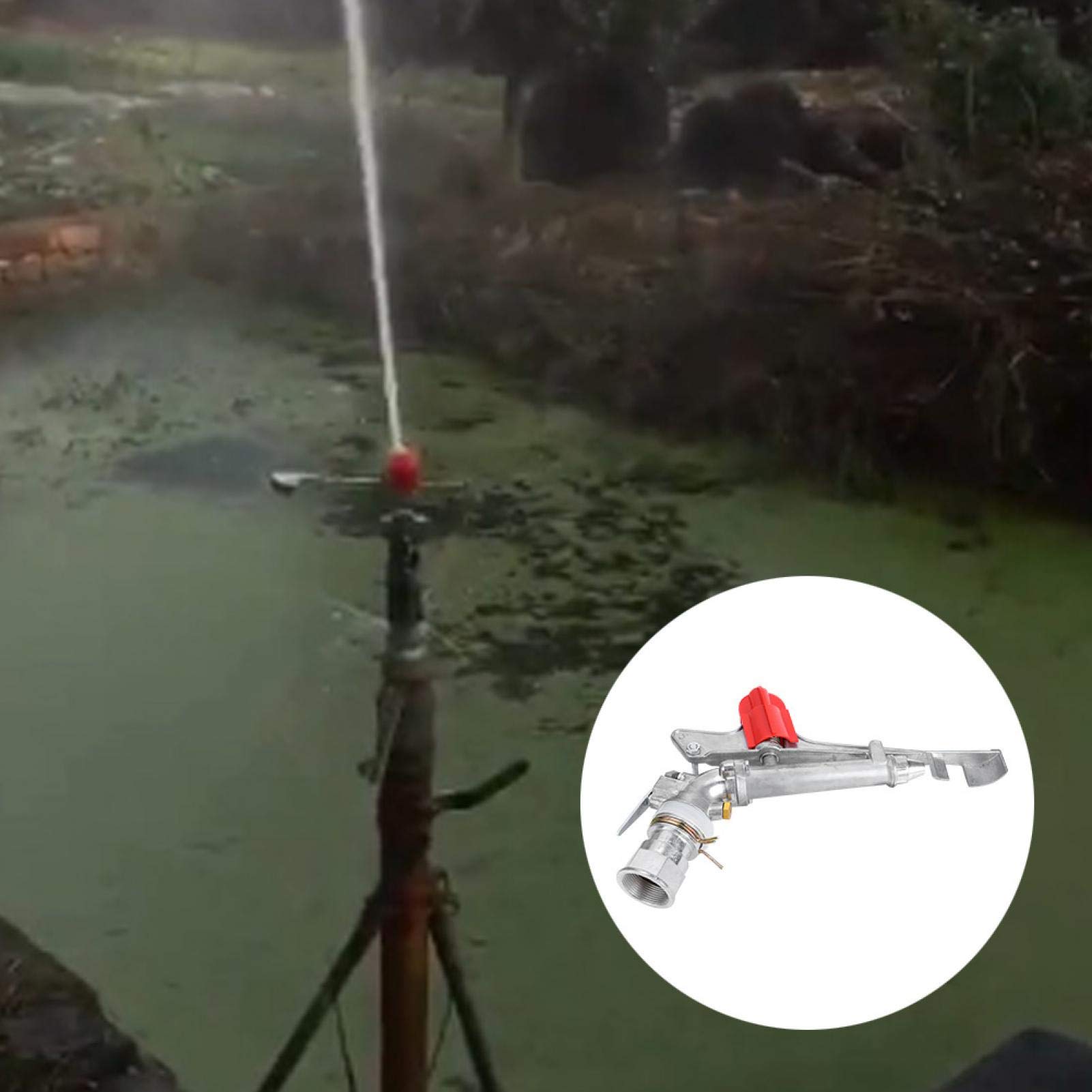 Gartensprinkler, Kipphebel-Bewässerungssprinkler für Rasensprinkler 1,5 Zoll DN40 Innengewinde Zinklegierung steuerbar Winkel Kipphebel Sprinkler Bauernhof Bewässerung Gun Sprinkler