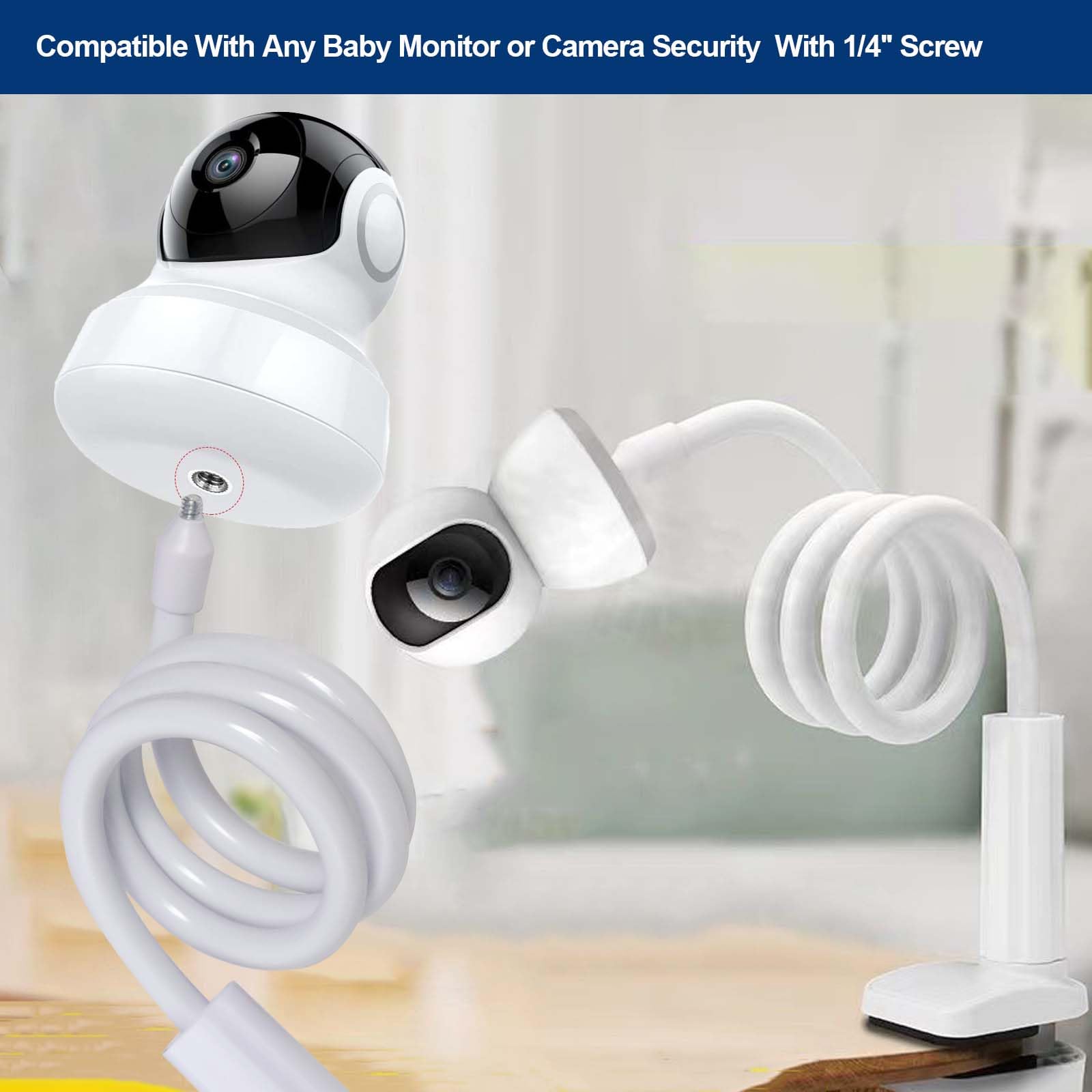 JAMUILS Universal Flexible Twist Baby Video Monitor Holder Clip for Cot Desk Compatible with Hellobaby HB30 HB32 HB35 HB50 - Image 3