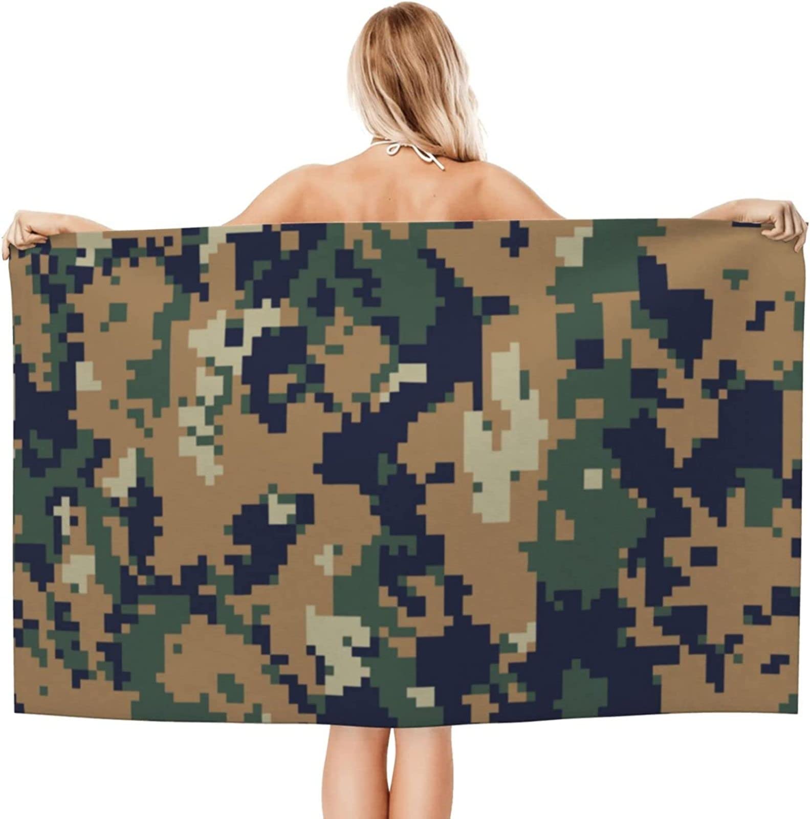 KATATI Camuffare Telo Mare Grande, Microfibra Asciugamano da Spiaggia, Teli Mare Camuffare, Asciugatura Rapida Antisabbia Adulti Teli Mare per Nuoto Campeggio 3D Telo Mare 150x200 cm