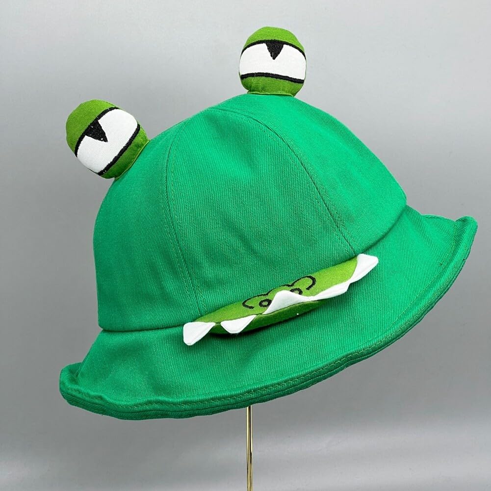 Sun Hats Fisherman Hat Adjustable Sun Visor Hat Cute Funny Frog Hat Summer Outdoor Breathable Bucket Hat for 56-58cm (Green)