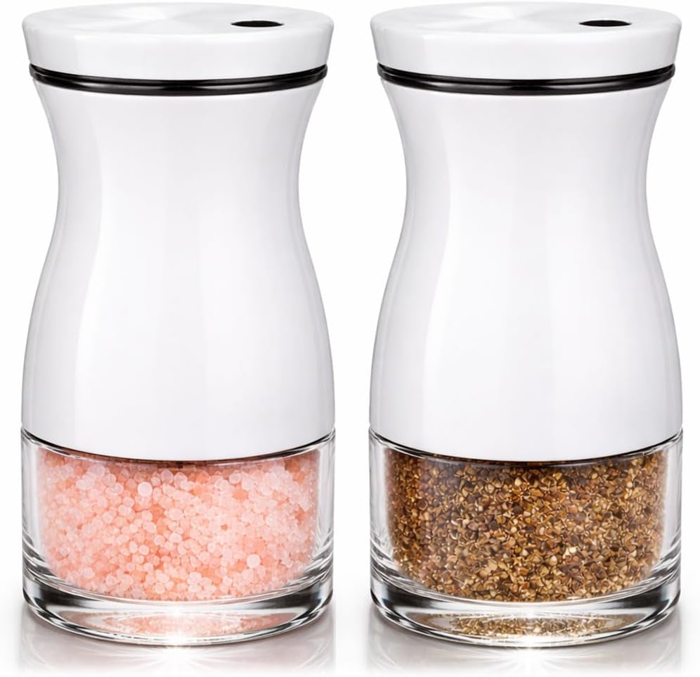 Salt and Pepper Shakers Set with Adjustable Pour Holes by CHEFVANTAGE - Bronze