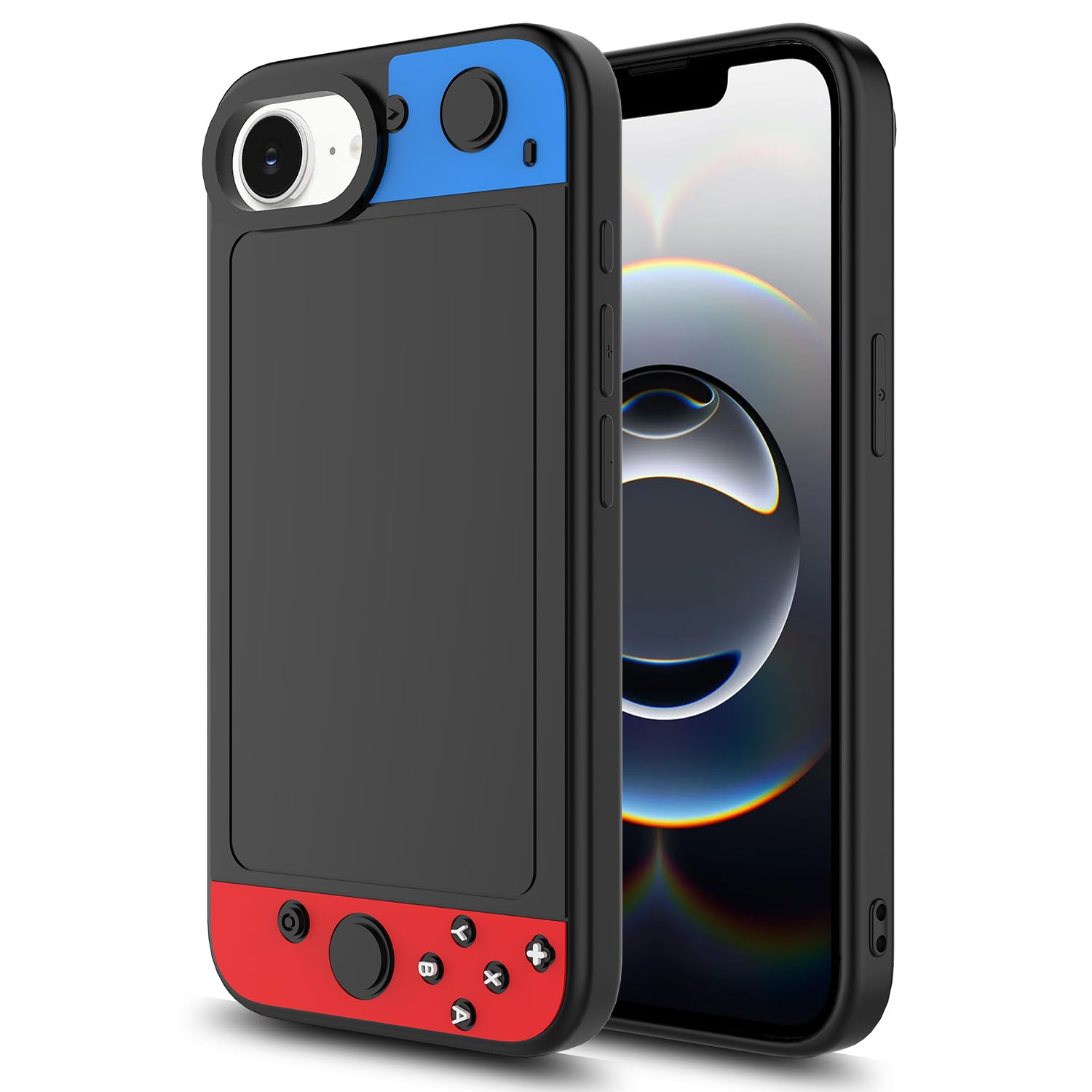 for iPhone 16E Phone Case,iPhone 17E Case,3D Cute Fun Game Design+Snap-On+Wireless Charging+Anti-Slip+Full Body Protection Camera Protection Cover for man Women Teen Boy Girl Blue Red Black