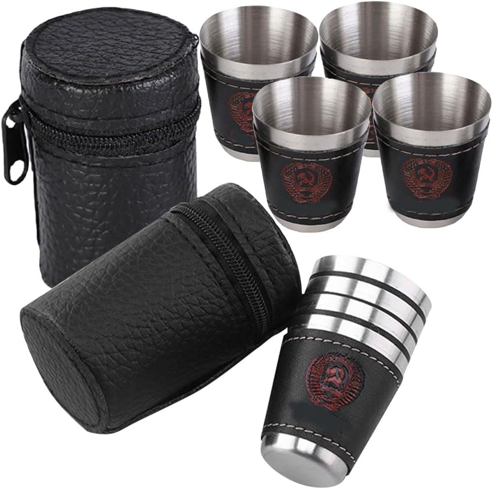 GANAZONO Small Stainless Steel Shot Cups 2Oz Mini Wine Tumblers Double Walled Stackable Portable Metal Cups for Camping Outdoor Bar Home Use