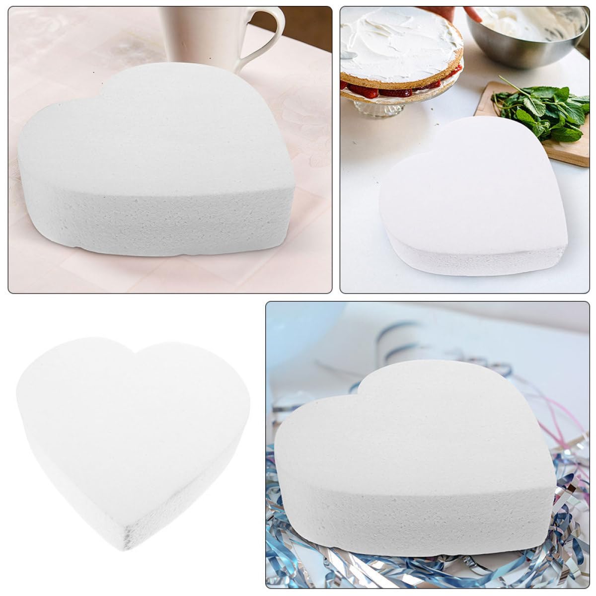 Zerodeko Modèle de Gâteau en Mousse Forme de Cœur Blanc pour Décoration de Mariage, Léger et Créatif, Accessoire pour Présentation de Gâteaux