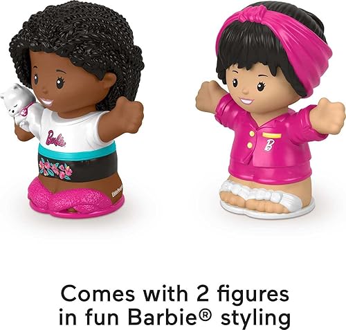 Miniatura 4 de Fisher-Price Little People - Juego de figuras de Barbie para fiestas de pijamas con 2 personajes para preescolar, juego de simulación para niños a