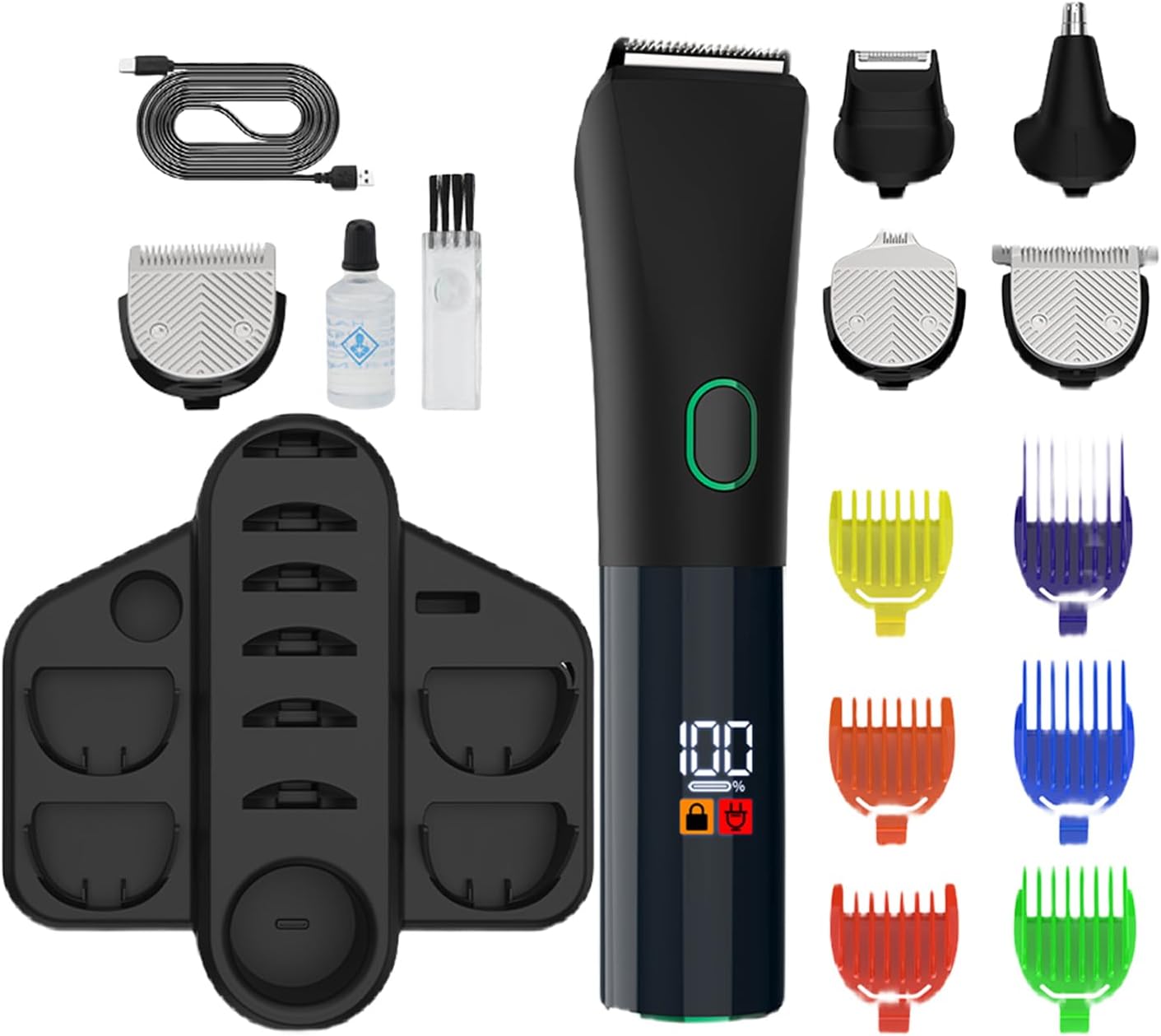 Mens Beard Trimmer, baardtrimmer voor mannen | Mens Electric Beard Trimmer Kit – USB -oplaadbare waterdichte verzorgingskit, elektrische scheerapparatuur voor neuooroorgezicht snor scheer