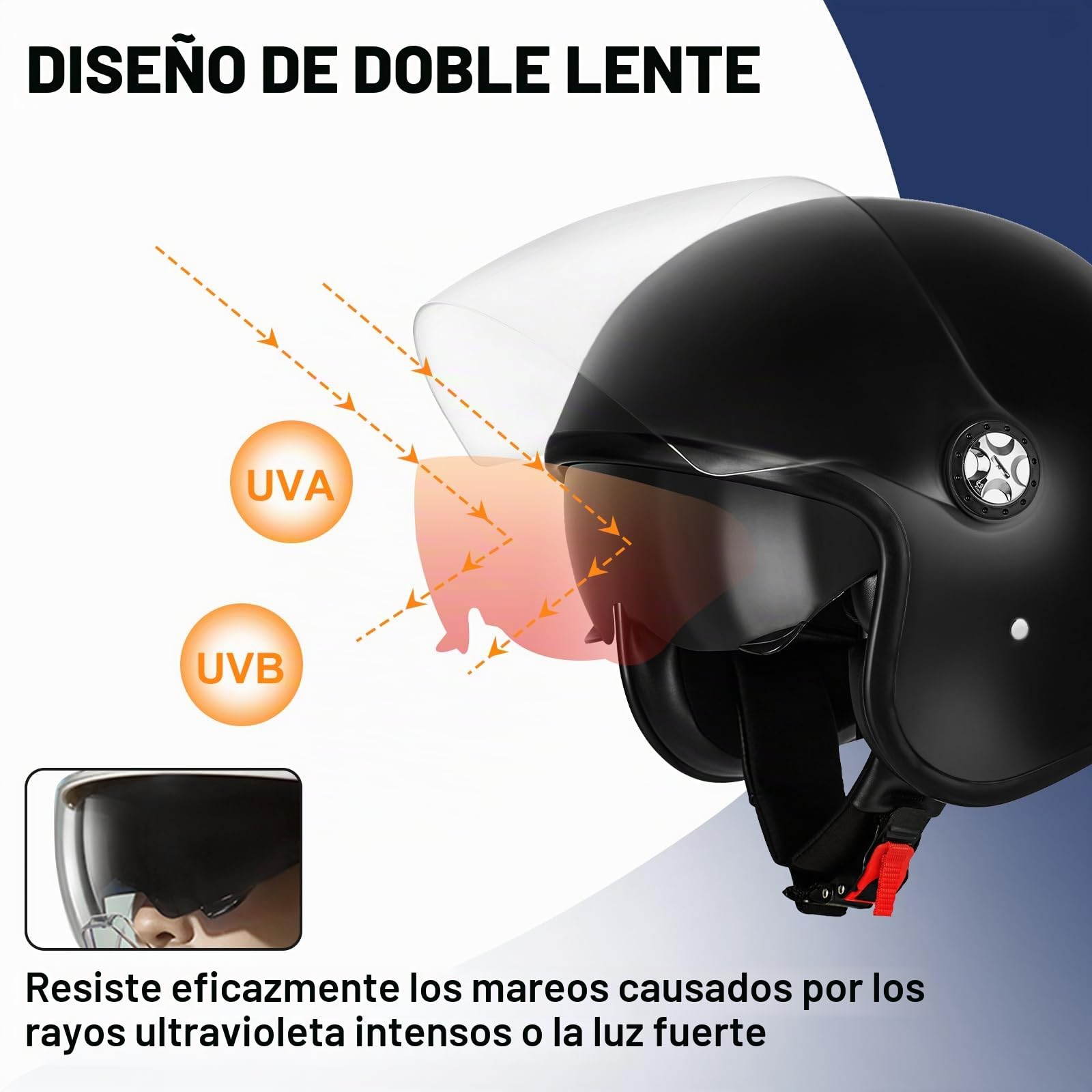 Favoto Casco de Moto Jet para Hombre - con Doble Visor y Visera Solar Casco 3/4 para Scooter Aprobado por ECE 22.06 Transpirable para Hombre y Mujer Talla