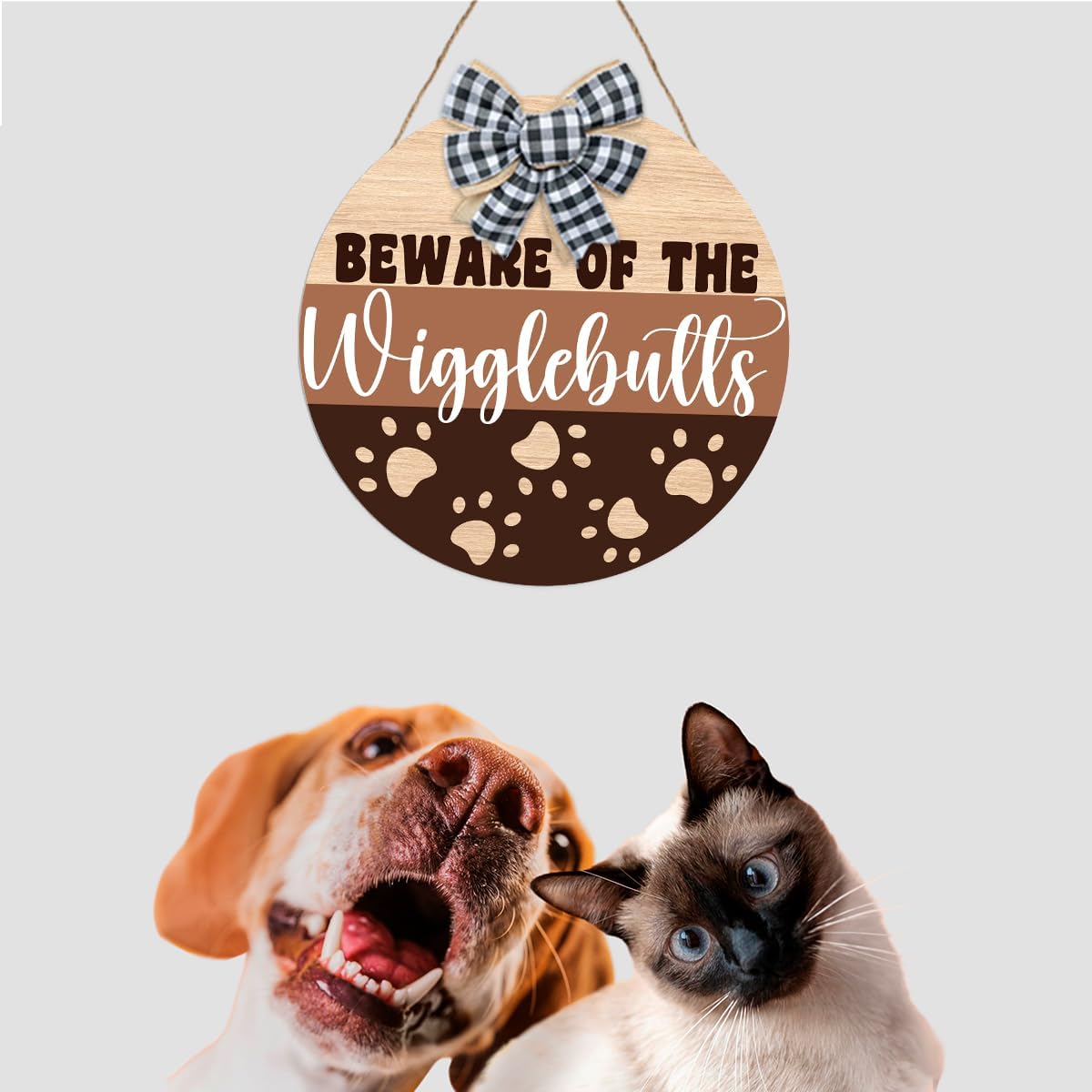 Beware of The Wigglebutts Front Door Sign,Beware of the Wiggle Butts Sign,Farmhouse Dog Wall Decor Hanging Wooden Sign for Pet Shop Decor - Image 3