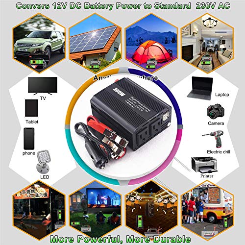 Inversor de corriente de 12v CC a 220v CA para coche con salidas dobles 7