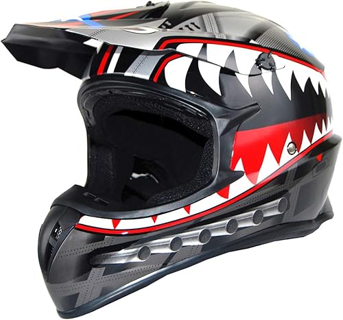 Miniatura 2 de 1Storm - Casco de motocross para adultos BMX MX ATV Dirt Bike Downhill Mountain Bike estilo Monster Shark Racing HKY_SC09S