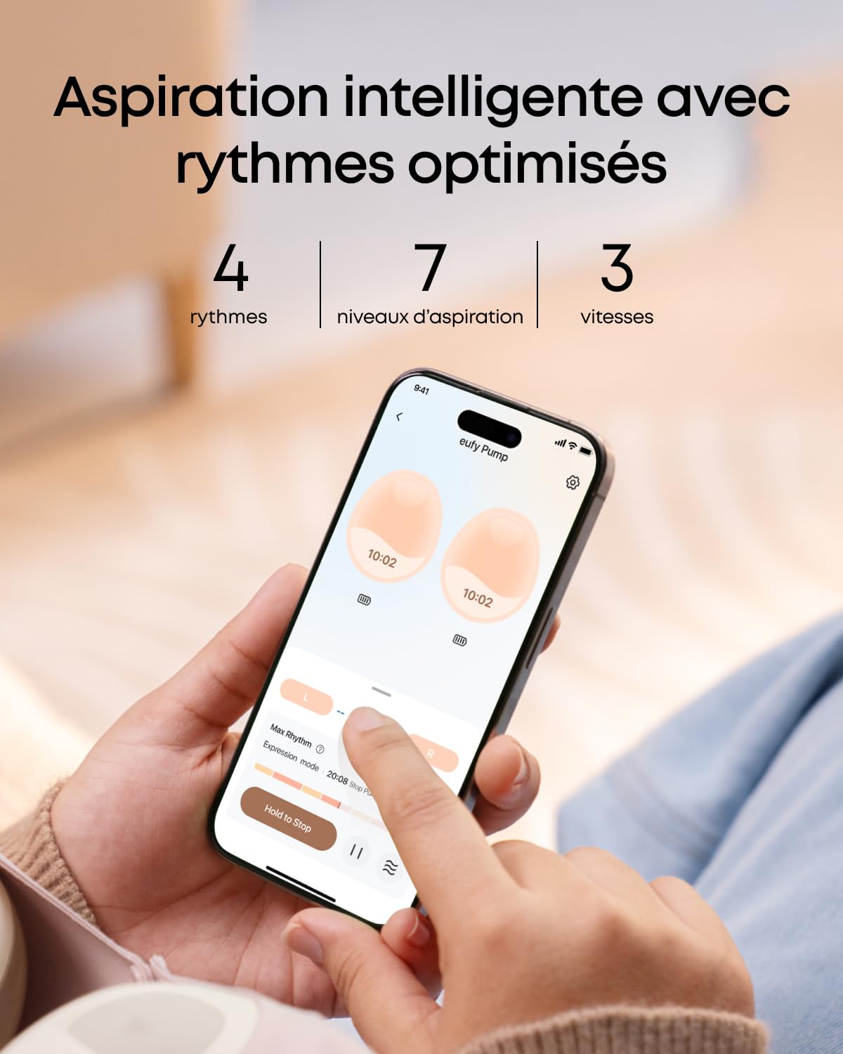 eufy E20 Tire-lait portable chauffant, 3 températures | Tire-lait électrique mains libres, HeatFlow, rythmes optimisés, aspiration de pointe, sans fuite, ultrafin et silencieux