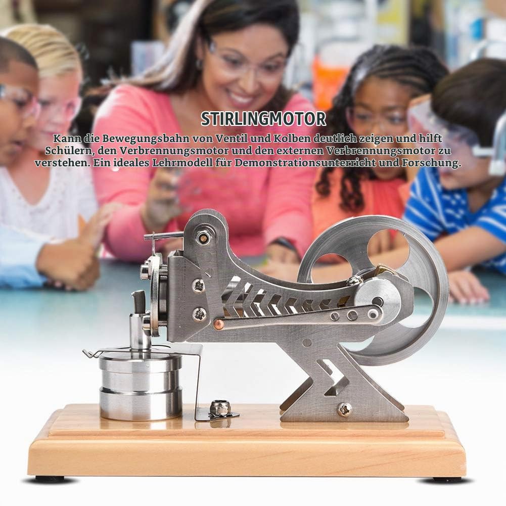 Holz + Metall Stirlingmotor, LED Luft Stirlingmotor Strom Stromgenerator Modell Lustige Bildung für Demonstration und Forschung, Geschenkideen