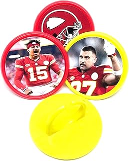 Chiefs Cupcake Toppers Football Super Party Supplies Rings with Mahomes and Kelce - Package of 24, Red