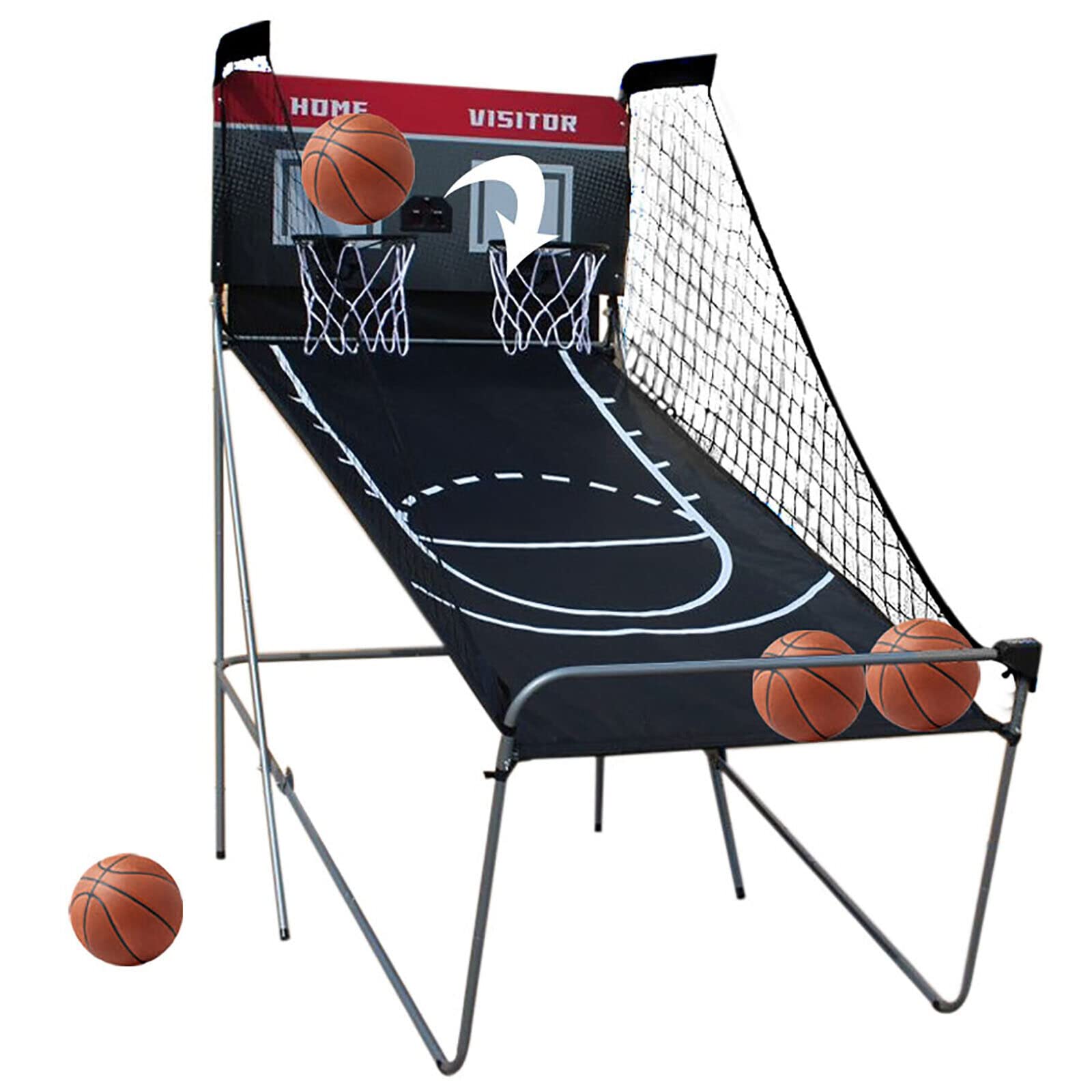 Automat Panier de basket électrique pliable avec 4 petits ballons de basket et pompe, 8 réglages de jeu, panier de basket-ball extérieur et intérieur