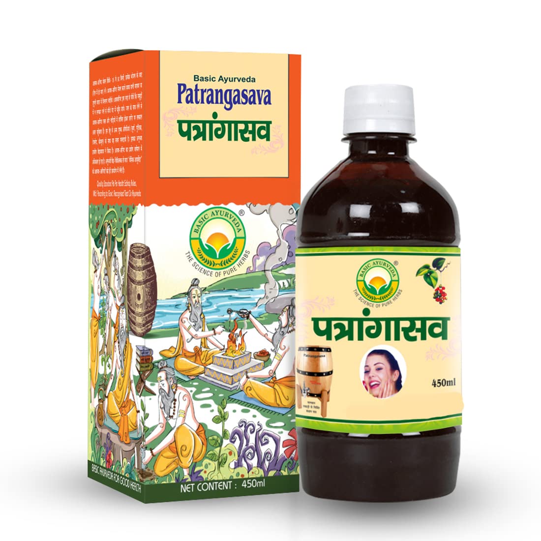 BASIC AYURVEDA Patrangasava Syrup 450 Ml|Certified Organic 100% Natural & Pure Herbal Tonic|Ayurvedic Supplements For Women's Health|A Powerful Blend Of Natural Ingredients Extra Strength Formula