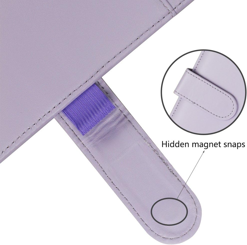 A5 PU Leather Notebook Binder,Refillable 6 Round Ring Binder Cover for A5 Filler Paper,Macaron Notebook Personal Planner Binder with Magnetic Buckle,Lavender