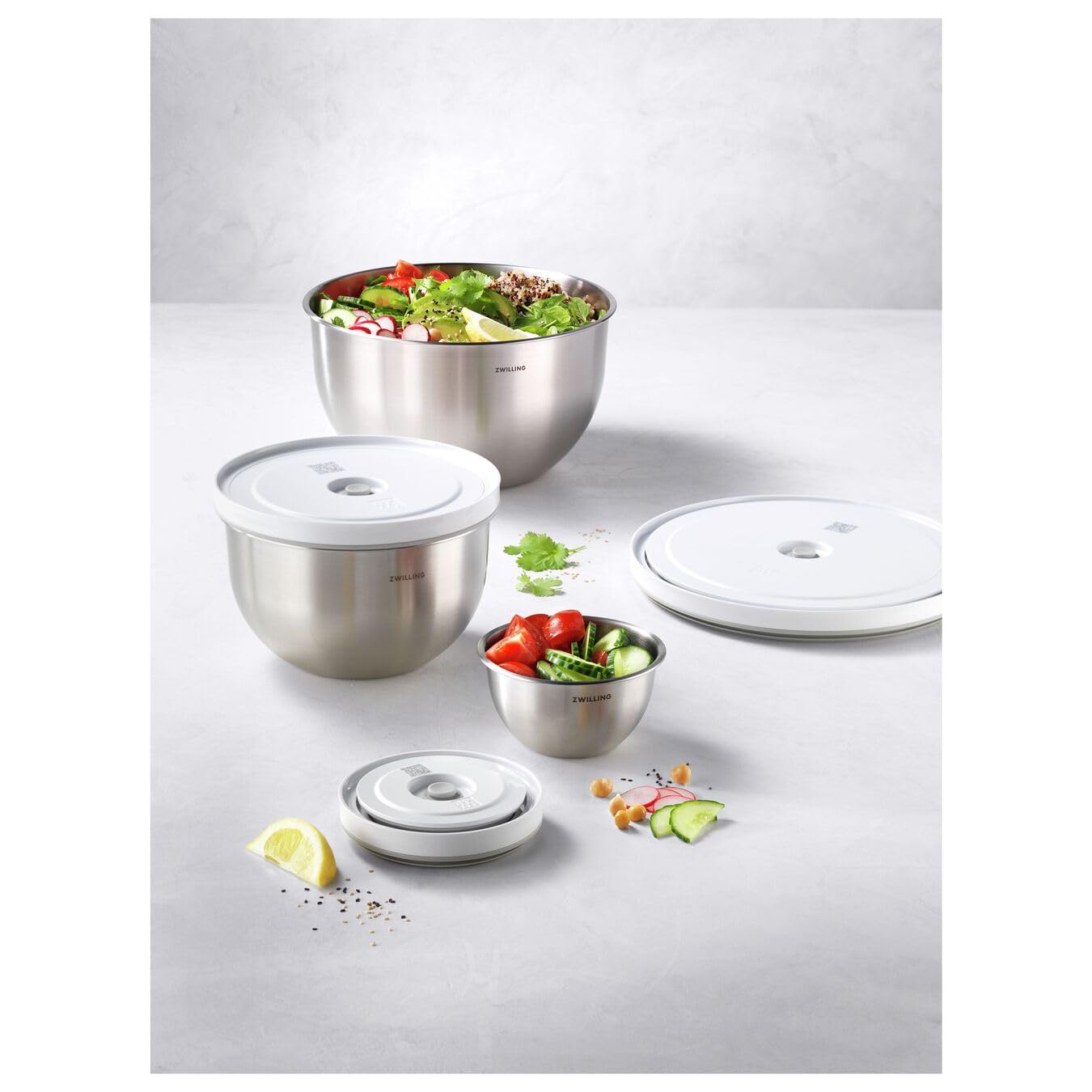 Zwilling - Zestaw 6 misek próżniowych Fresh and Save - 12-18-24 cm, stal nierdzewna, srebrna - ZWILLING
