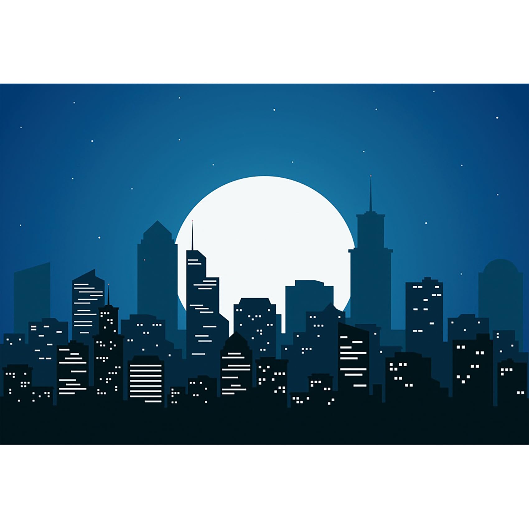 5x3ft Super City Backdrop Superhero Backdrop Super City Night Scene Big Full Moon Starry Sky Superhero Theme Birthday Background Newborn Baby Shower