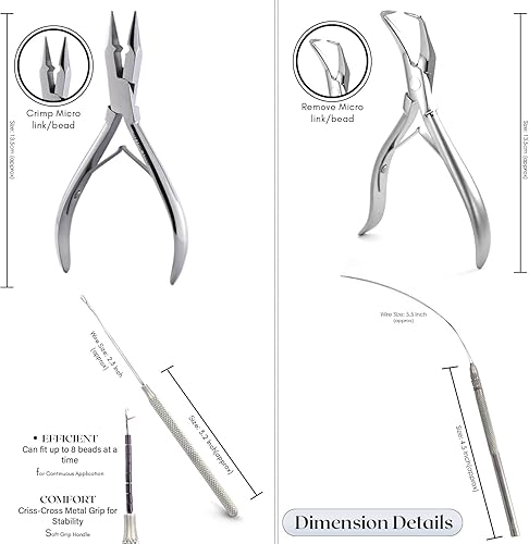 Miniatura 7 de Kit profesional de herramientas de extensión de cabello, alicates removedores de extensiones de cabello, microenlaces de cuentas de gancho para