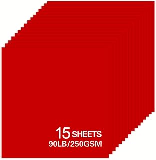 15Sheets Red Cardstock Paper 12x12 Card stock for Cricut, Thick Construction Paper for Card Making, Scrapbooking, Craft 90 lb / 250 gsm (Red)