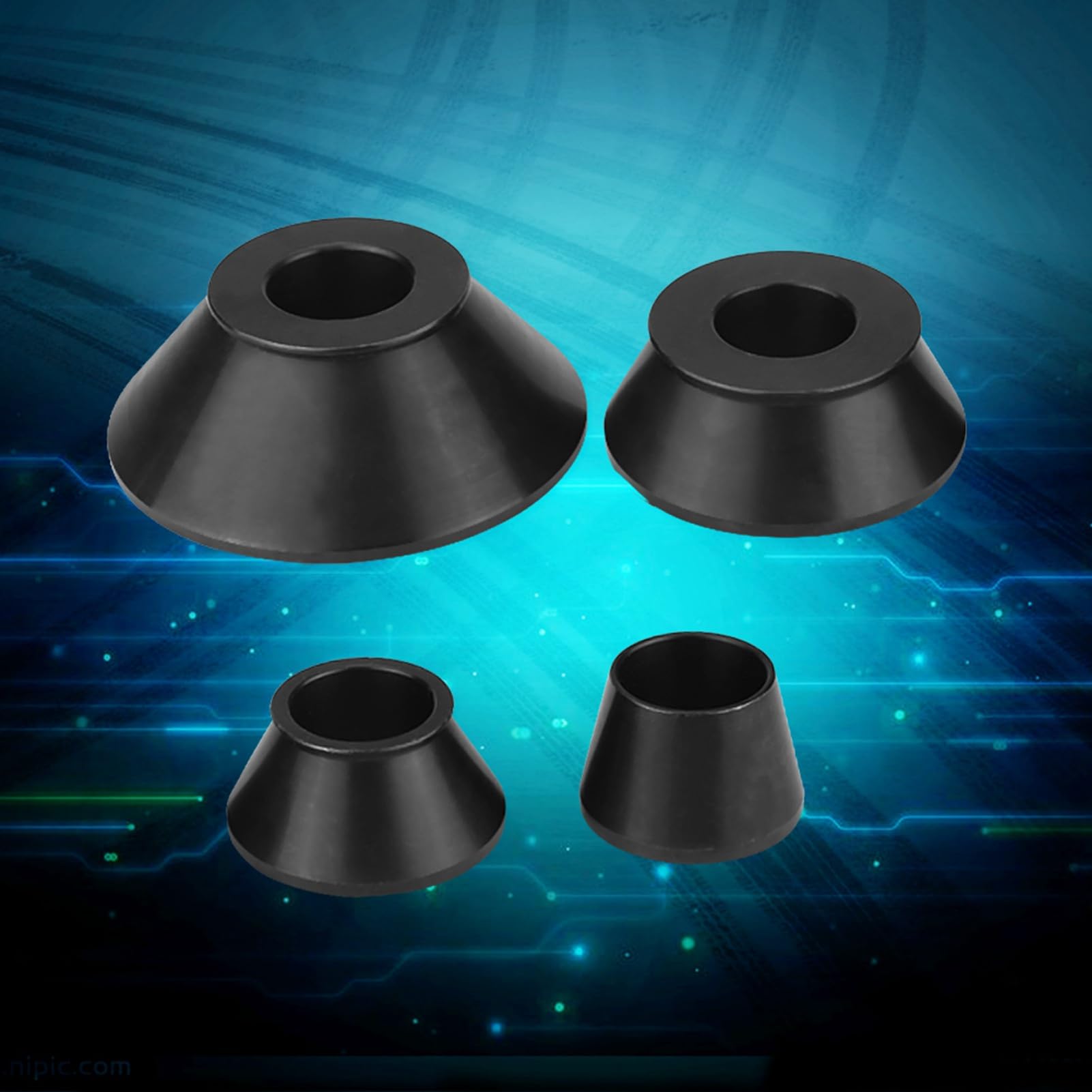 SIXRUN Kit de Cono Cónico Estándar para Equilibrador de Ruedas, 4 Uds., para Eje de 40mm, Conos de Acero Al Carbono Resistentes para Coches, Camiones y SUV