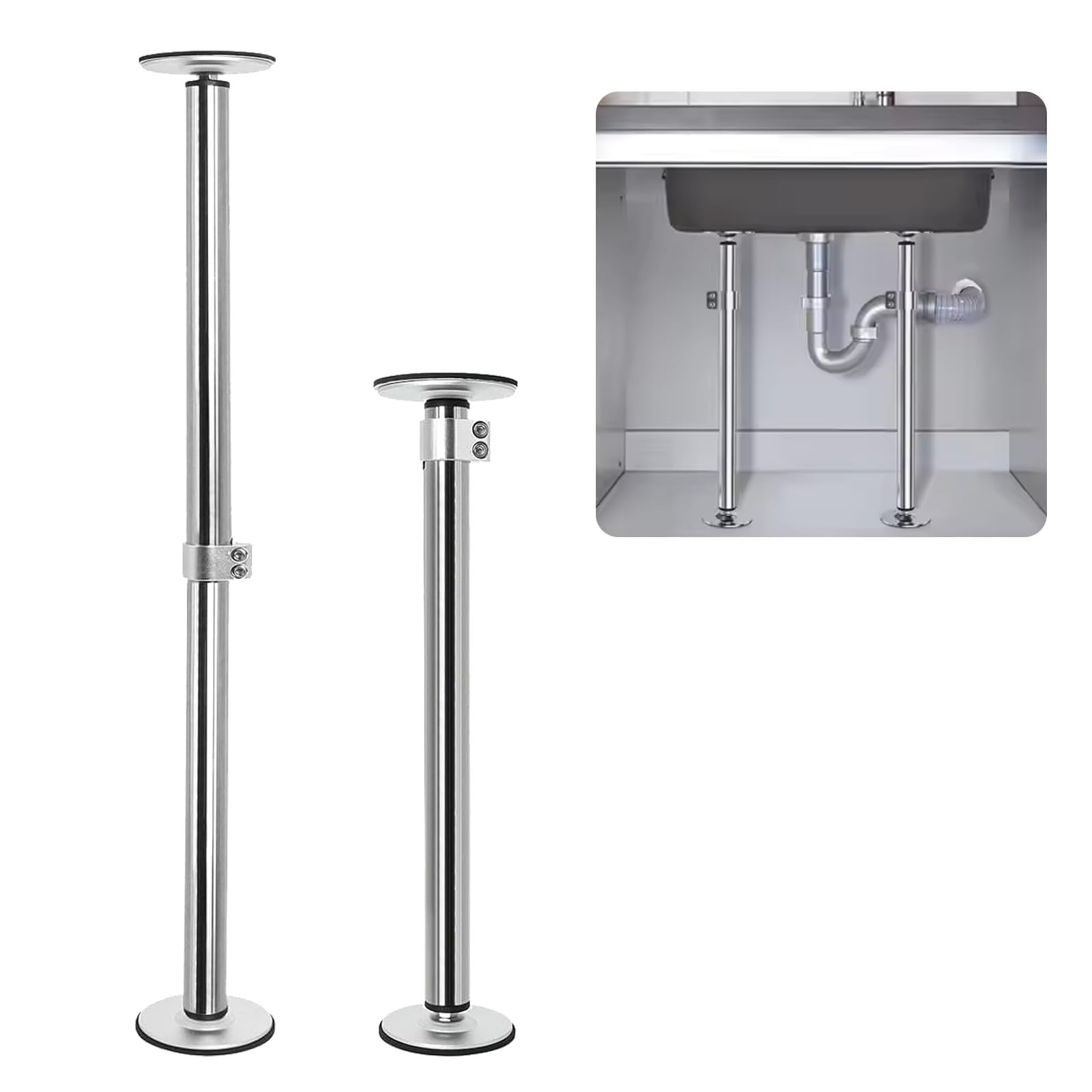 Supports D'évier Encastrés, 2PCS Réglables Supports D'éviers De Cuisine En Acier Inoxydable Kit De Montage évier Sous Plan De Cuisine Et évier De Salle De Bain - 41-70 cm