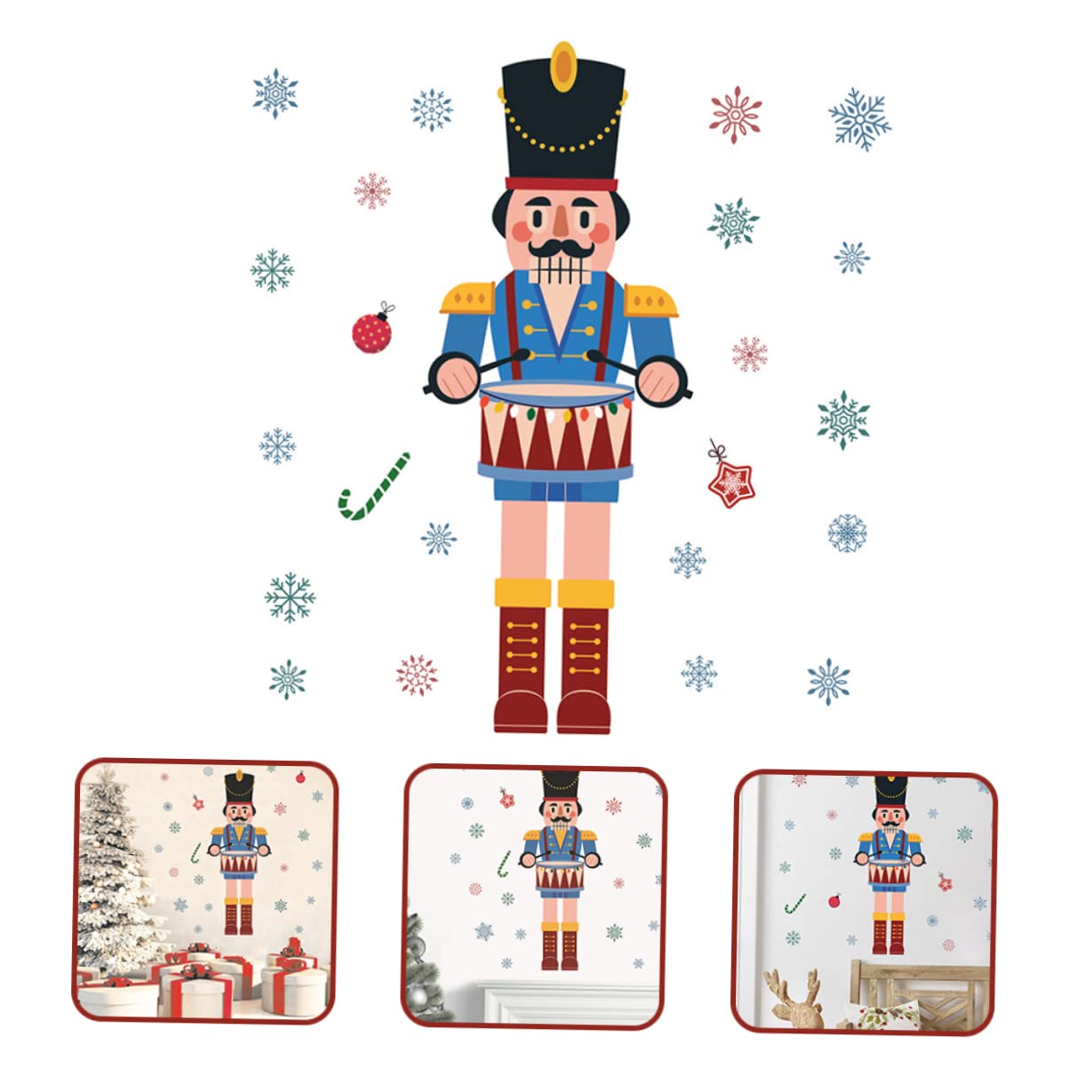 Ciieeo 3 Adesivi in ​​pvc Per Finestre A Forma Di Schiaccianoci Di Natale Fiocchi Di Neve Decorazioni Natalizie Per La Casa